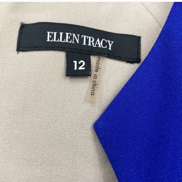 ELLEN TRACY Blue Horseshoe Neck Dress size 12 Cocktail Wedding Business Career - Picture 3 of 5